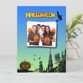 Halloween Dusk Witch Pumpkin Aangepaste Foto Kaart (Staand voorkant)