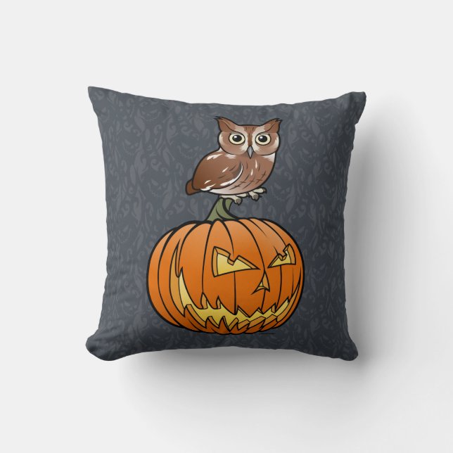 Halloween Eastern Screech Owl Kussen (Voorkant)