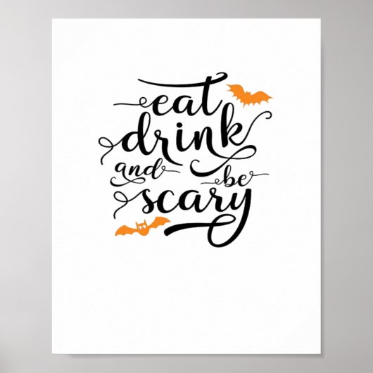 Halloween Eat Drink And Be Scary Retro Classic Poster (Voorkant)