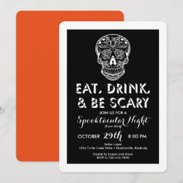 Halloween Eat, Drink & Be Scary 3D-uitnodigingen Kaart
