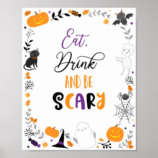 Halloween Eat Drink is een eng teken Poster (Voorkant)