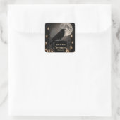 Halloween Edgar Allan Poe Raaf Gotisch Vierkante Sticker (Tas)