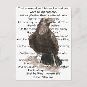 Halloween, Edgar Allen Poe, Raven, Nevermore Briefkaart