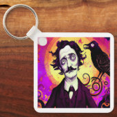 Halloween, Edgar Allen Poe, Raven, Nevermore Sleutelhanger (Voorkant)