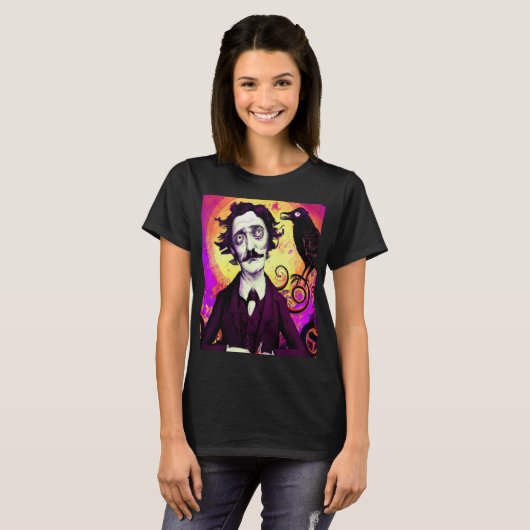 Halloween, Edgar Allen Poe, Raven, Nevermore T-Sh T-shirt (Voorkant volledig)