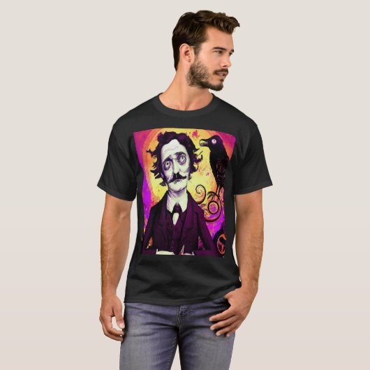 Halloween, Edgar Allen Poe, Raven, Nevermore T-shirt (Voorkant volledig)