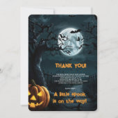 Halloween een beetje spook pompoen Baby shower Bedankkaart (Voorkant)