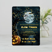 Halloween een beetje spook pompoen Baby shower Fol Folie Uitnodiging (Staand Voorkant)