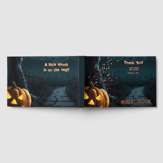 Halloween een beetje spook pompoen Baby shower Fol Gastenboek (Volledig)