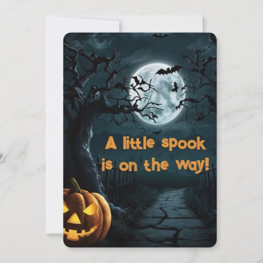 Halloween een beetje spook pompoen Baby shower Kaart (Achterkant)