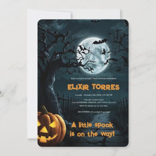 Halloween een beetje spook pompoen Baby shower Kaart (Voorkant)