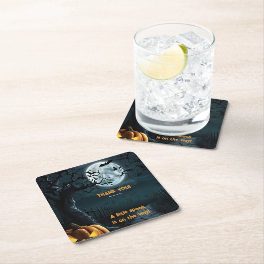 Halloween een beetje spook pompoen Baby shower Kartonnen Onderzetters (Insitu)