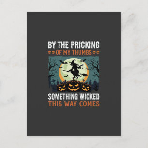 Halloween Een Boosaardige Heks Pompoen Vintage Briefkaart