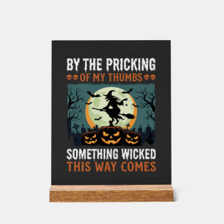 Halloween Een Boze Heks Pompoen Vintage Acryl Bord