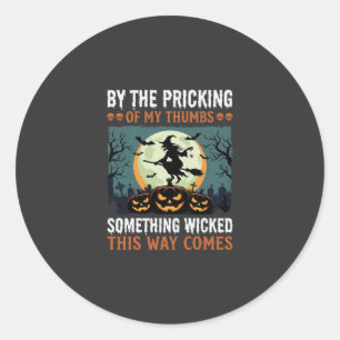 Halloween Een Boze Heks Pompoen Vintage Ronde Sticker