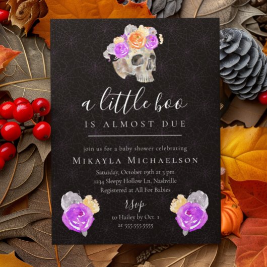 Halloween Een Kleine Boo  Bloemen Baby shower Kaart