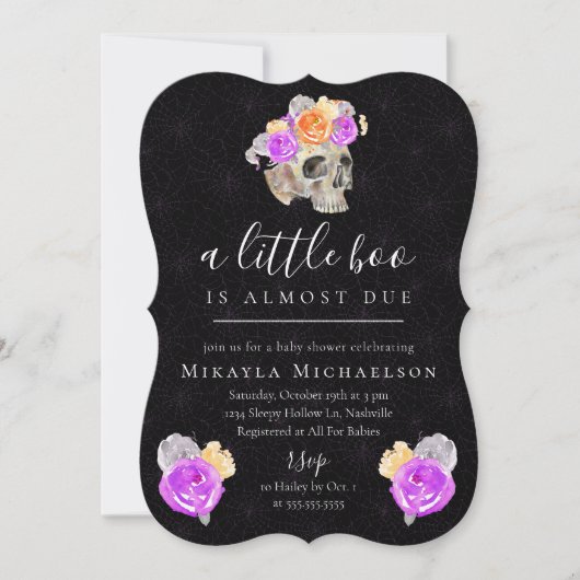 Halloween Een Kleine Boo  Bloemen Baby shower Kaart (Voorkant)