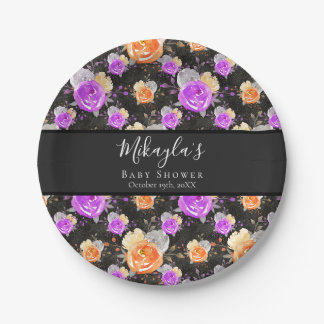 Halloween Een Kleine Boo Bloemen Baby shower Papieren Bordje