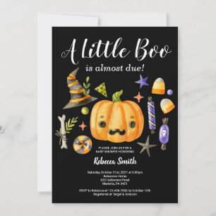 Halloween een Little Boo Pumpkin Baby shower Black Kaart