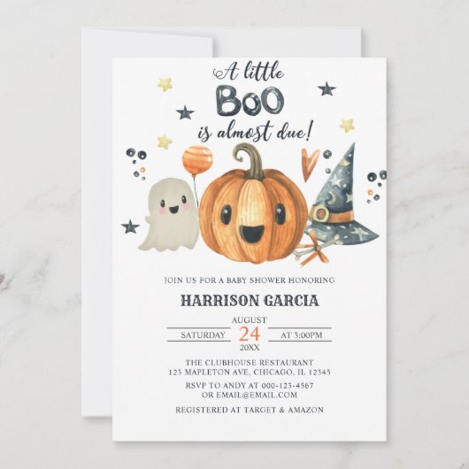 Halloween een Little Boo Pumpkin Baby shower Kaart (Voorkant)