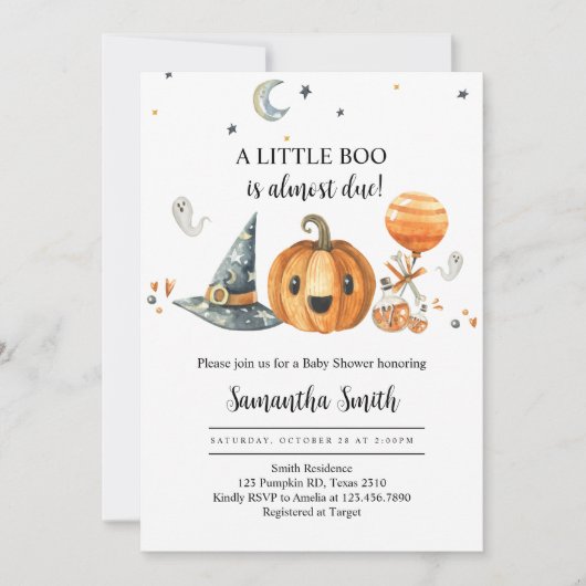 Halloween een Little Boo Pumpkin Baby shower Kaart (Voorkant)