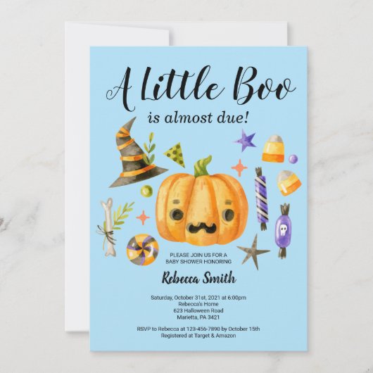 Halloween een Little Boo Pumpkin Boy Baby shower Kaart (Voorkant)