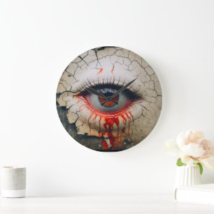 Halloween Een Oog Dat Huilt Bloedmuur Klok