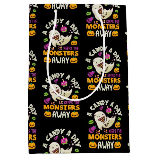 Halloween een Snoep per dag houdt de monsters weg Medium Cadeauzakje (Voorkant)