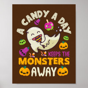 Halloween een Snoep per dag houdt de monsters weg Poster