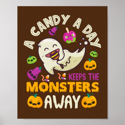 Halloween een Snoep per dag houdt de monsters weg Poster (Voorkant)