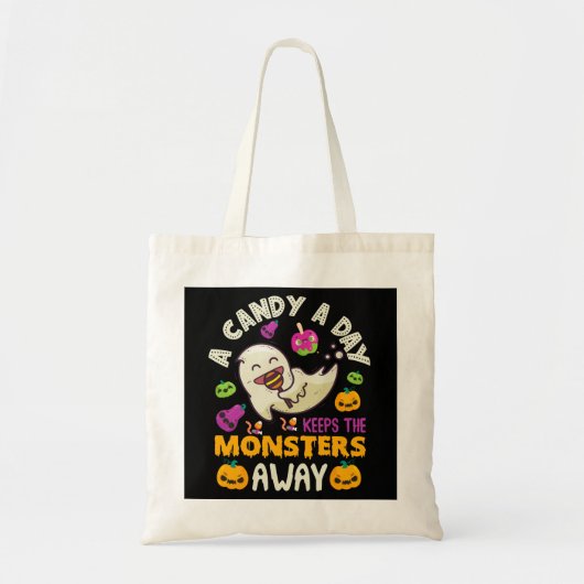 Halloween een Snoep per dag houdt de monsters weg Tote Bag (Voorkant)