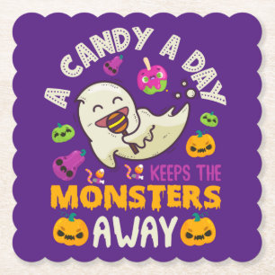 Halloween: één snoepje per dag houdt de monsters w kartonnen onderzetters