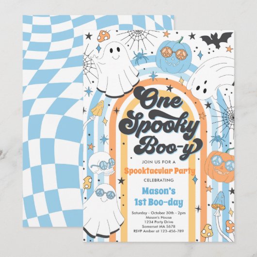 Halloween Een Spooky Boo-y Ghost 1e Verjaardag Kaart (Voorkant / Achterkant)