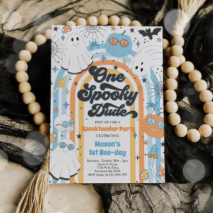 Halloween Een Spooky Dude Ghost 1e Verjaardagsfees Kaart