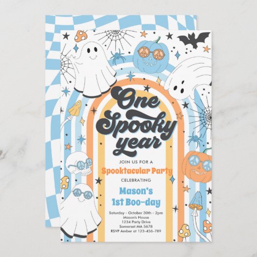 Halloween Een Spooky Jaar Ghost 1e Verjaardagsfees Kaart (Voorkant / Achterkant)