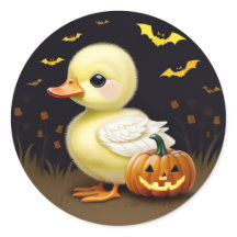 Halloween Eend met Pompoen Sticker