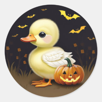 Halloween Eend met Pompoen Sticker
