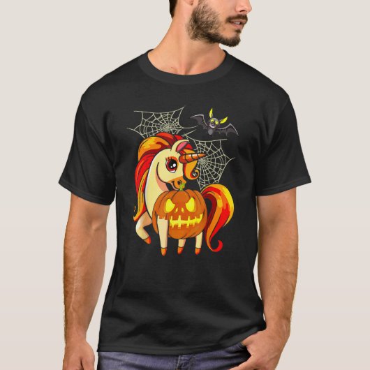 Halloween Eenhoorn Enge Pompoenen Matching Kinder  T-shirt (Voorkant)