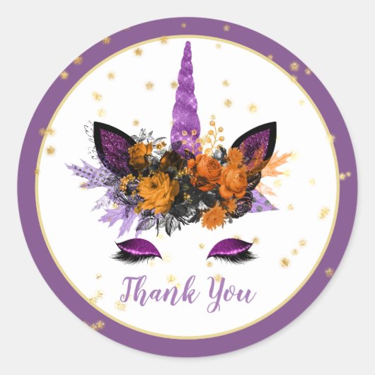 Halloween Eenhoorn Gezicht Meisjes Verjaardagsfees Ronde Sticker (Voorkant)