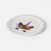 Halloween Eenhoorn Paarse Glitter Party Papieren Bordje (Gekanteld)