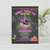 Halloween Eenhoorn Verjaardag Uitnodigen Halloween Kaart (Staand voorkant)