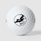 Halloween Eenvoudige Vliegende Heks Silhouette Zwa Golfballen (Voorkant)