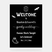 Halloween eenvoudige zwart-wit bruiloft welkom acryl bord (Voorkant)
