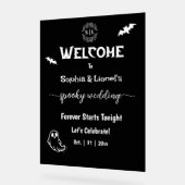Halloween eenvoudige zwart-wit bruiloft welkom acryl bord (Hoek)