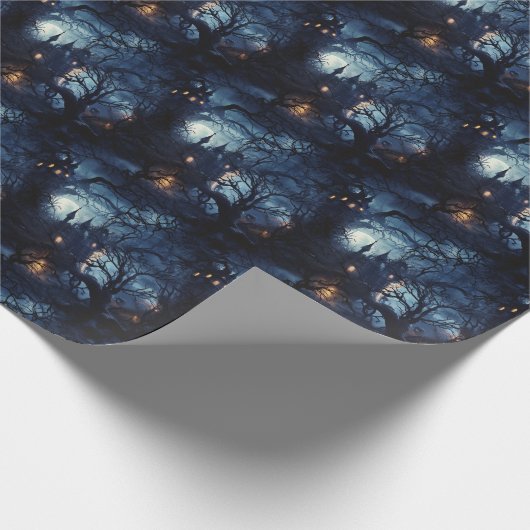 💀Halloween 🌑 "Eerie Midnight Manor" 🌑 Cadeaupapier (Hoek)