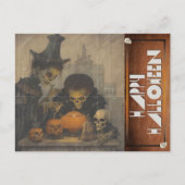 Halloween Eerie Skeletons Carving Pompoenen Feestdagenkaart (Voorkant)