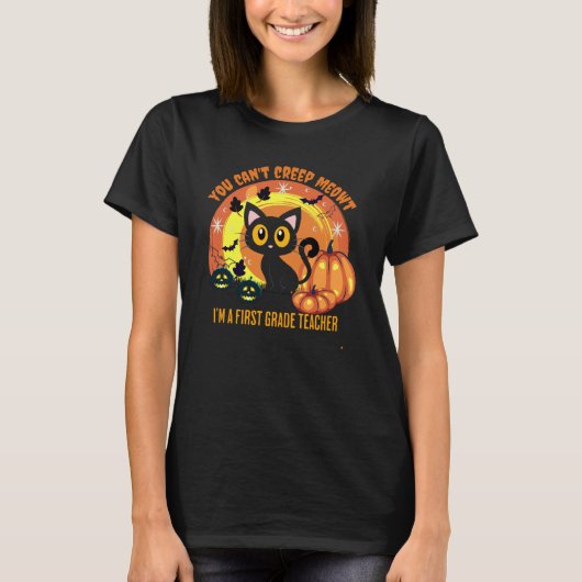 Halloween-eerste klas leraar-spooky-kleuterschool t-shirt (Voorkant)