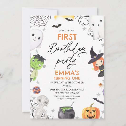 Halloween Eerste verjaardagsfeestje 1e verjaardag  Kaart (Voorkant)