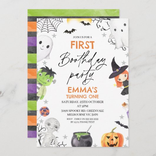 Halloween Eerste verjaardagsfeestje 1e verjaardag  Kaart (Voorkant / Achterkant)