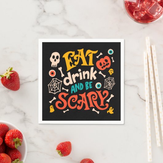 Halloween eet Drink en ben eng modern Manuscript Servet (Insitu)